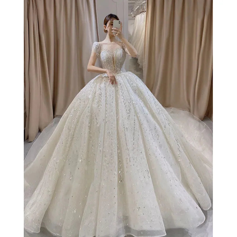 Exquisite Wedding Dress O-neck EDW21