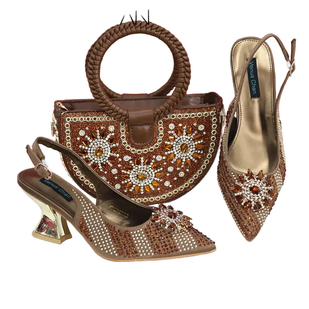 Italian Design Shoes And Bag Paired With Handmade Petal Clutches