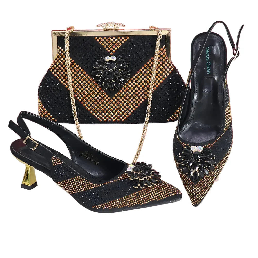 New Rhinestone Shoe & Bag Set HGT321