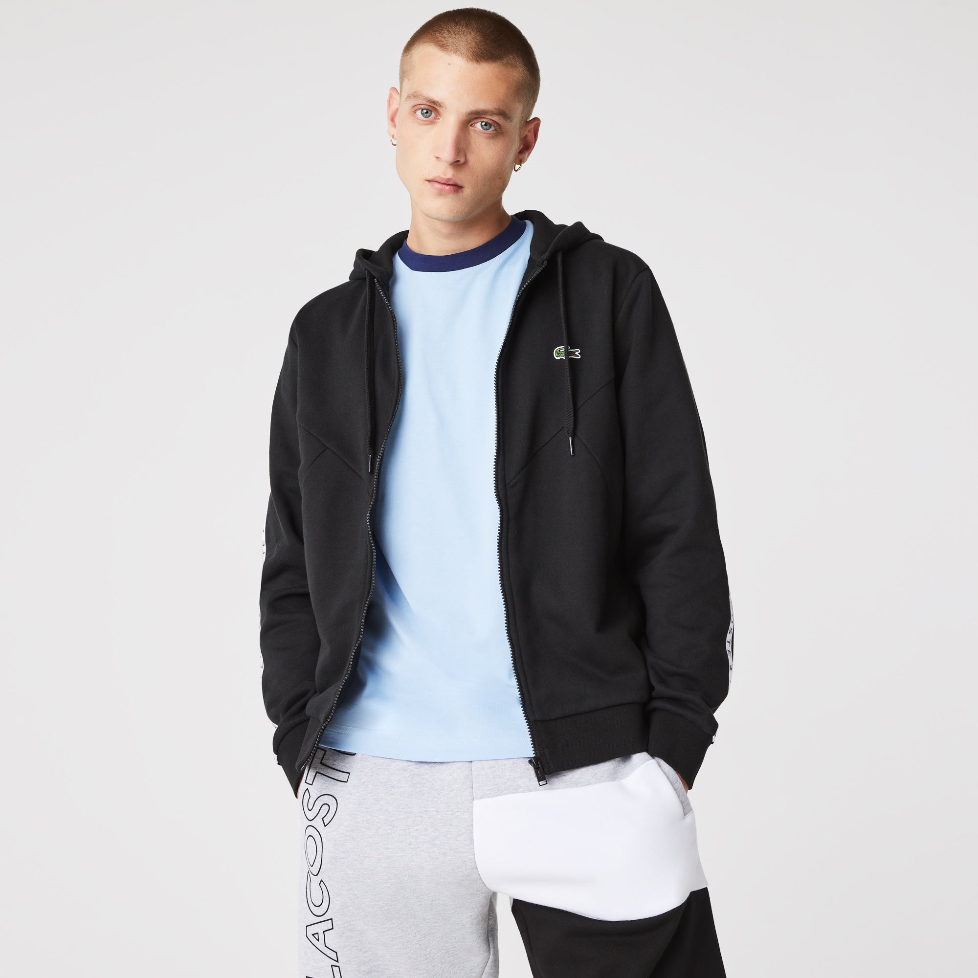 Lacoste Men's Colorblock Lettered Fleece Zip Hoodie