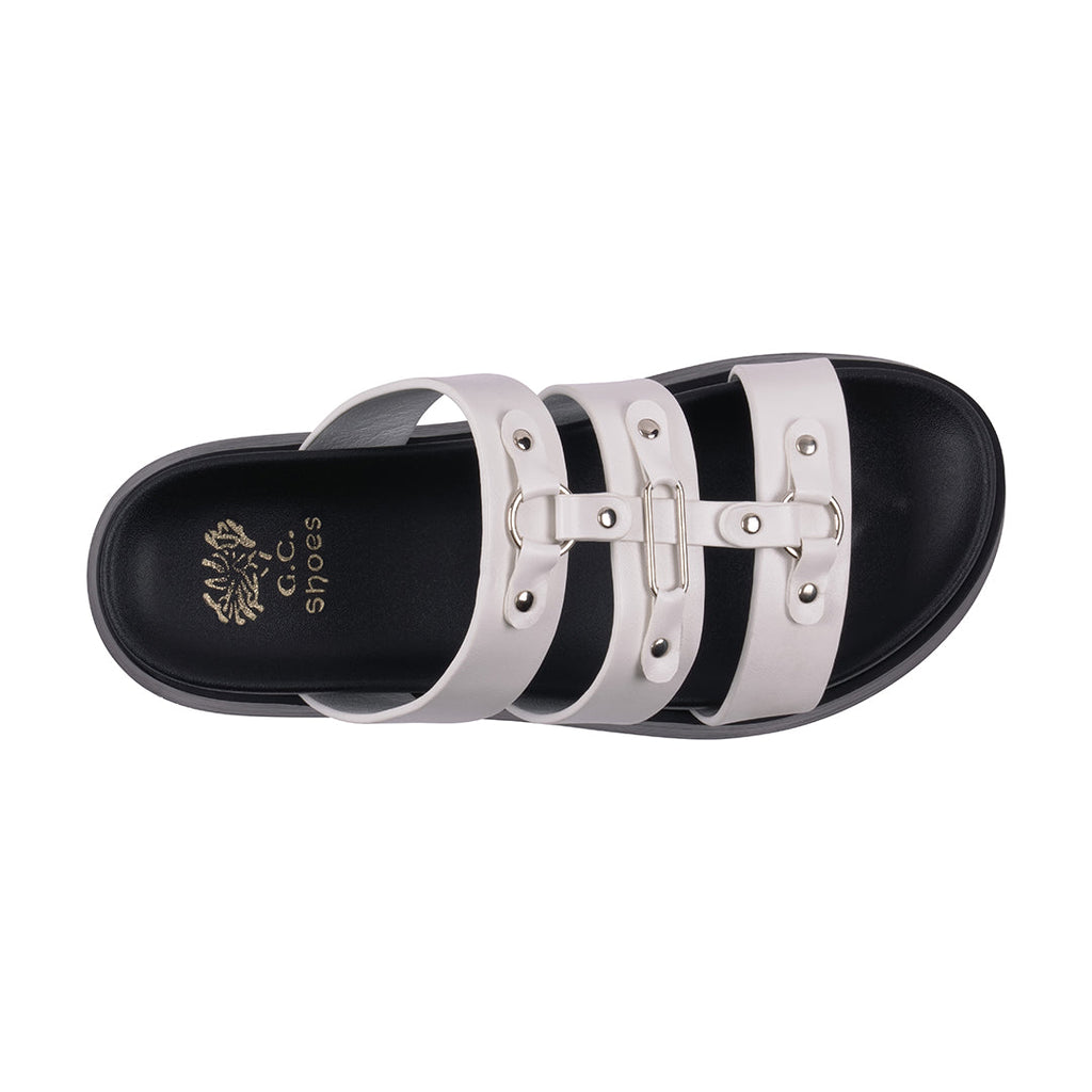Women's Stevie White Strappy Slide Platform Sandals