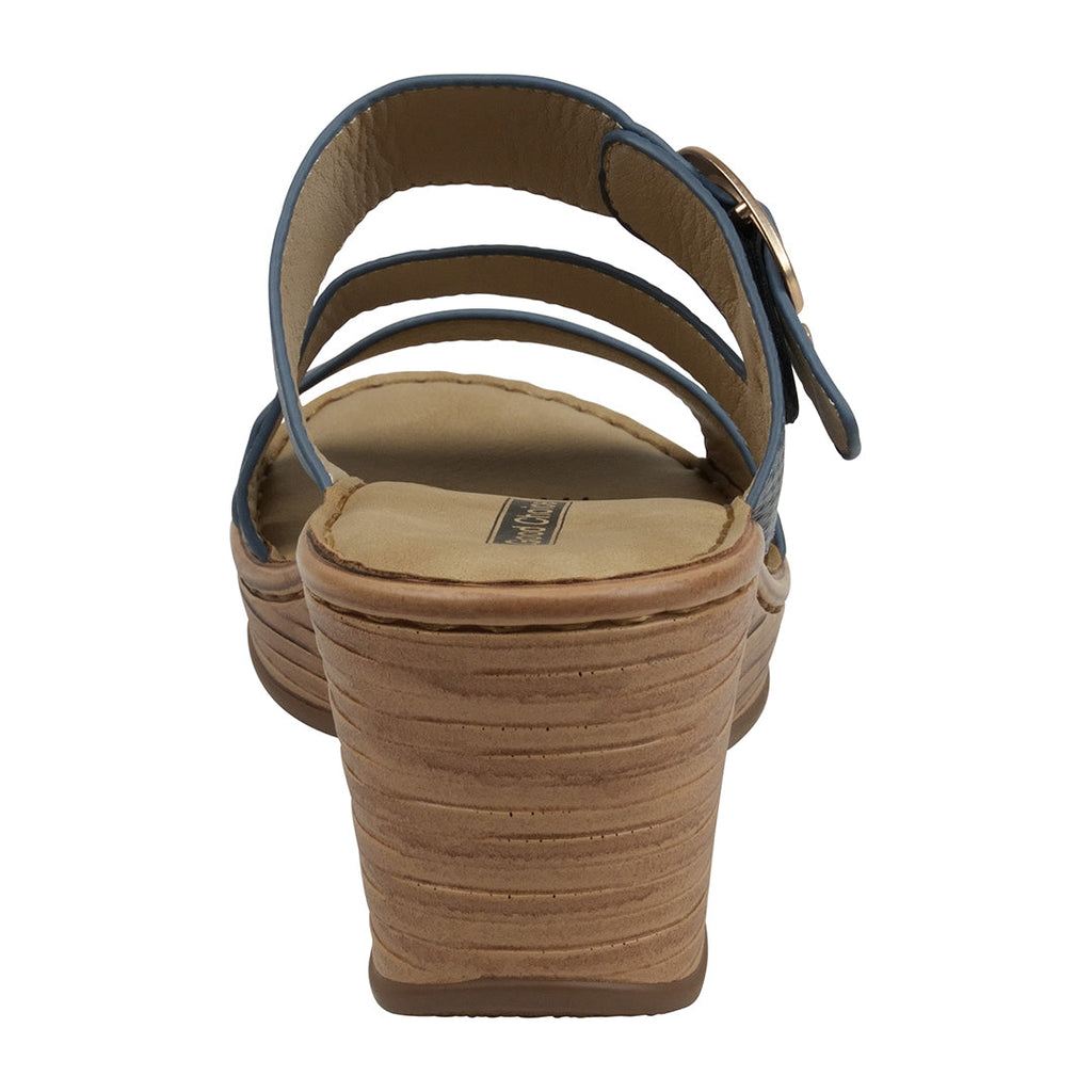 Women's Odalis Blue Wedge Sandals with Buckle