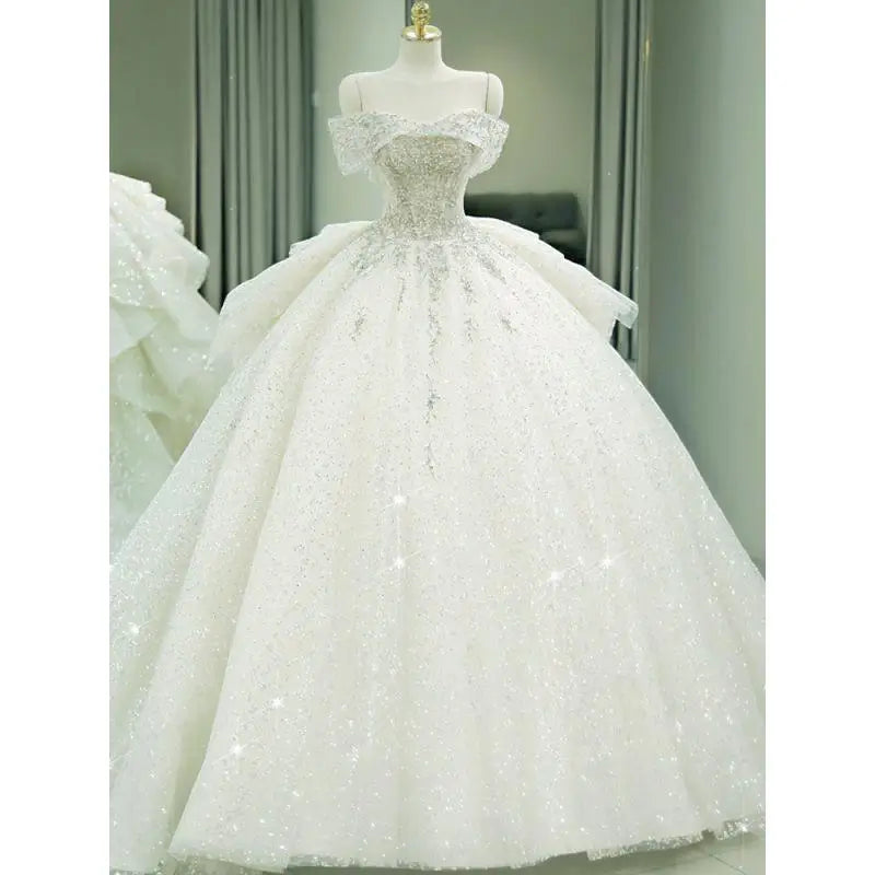 New Off Shoulder Wedding Dress Luxury Bridal Gown EDW324