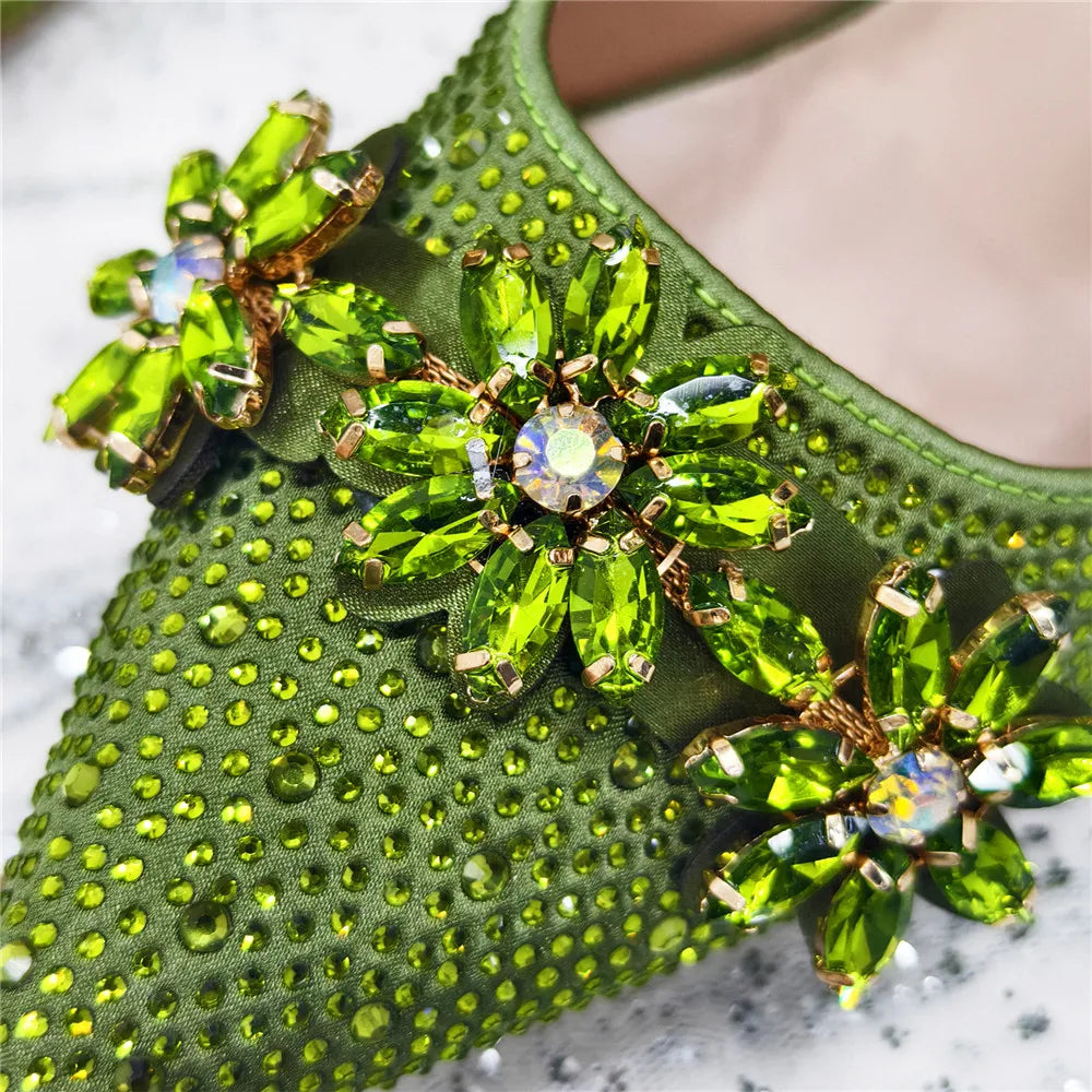 High Heels Shoes and Bags Set With Rhinestone