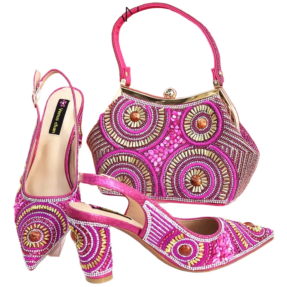 Popularity Italian Women's Pointed Shoes And Bag Set GFD453