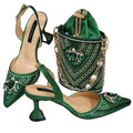Women Shoes and Bag Set With Rhinestone Handbag EDTR54