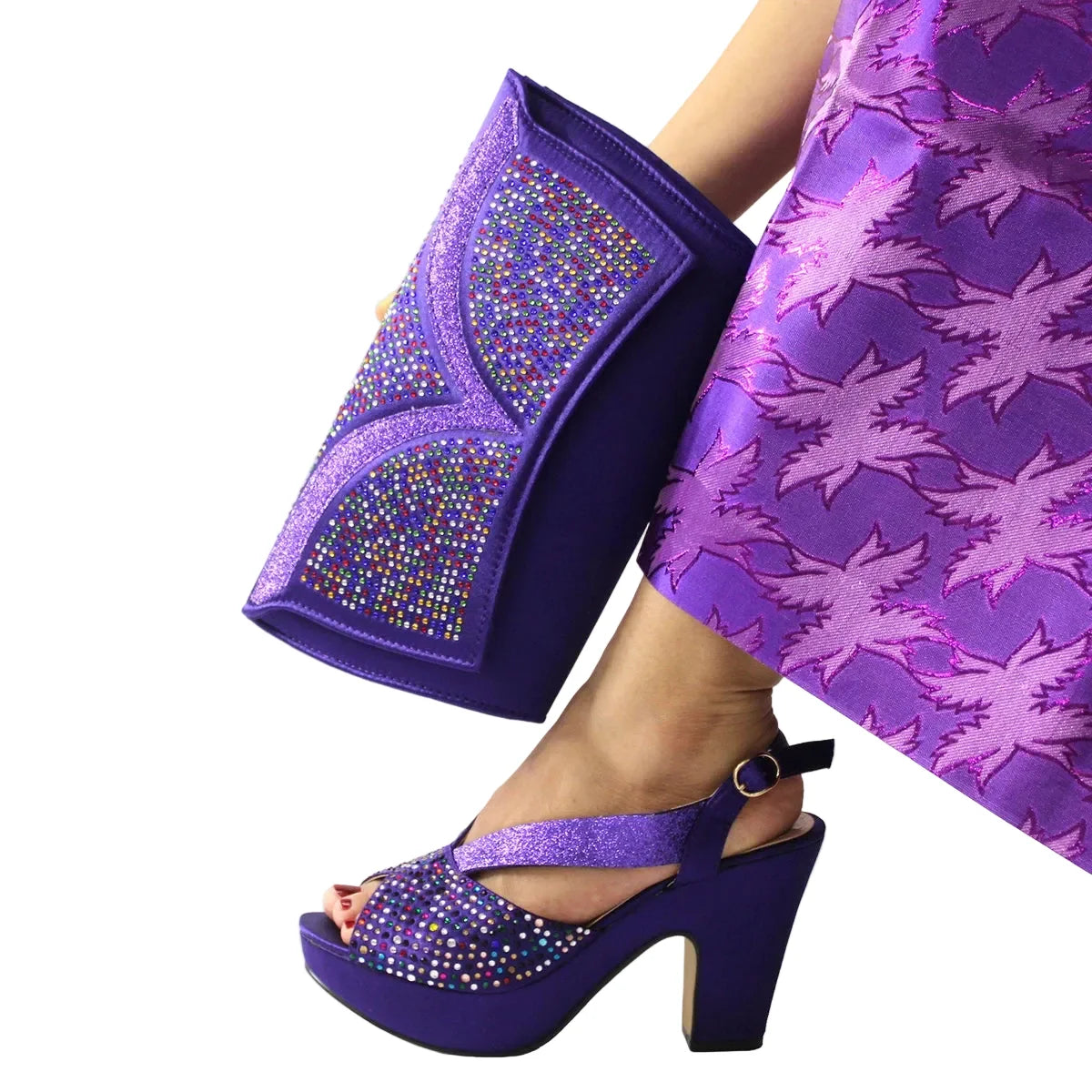 Latest African Women Shoes and Bag Set EDN23