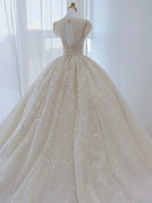 Exquisite Wedding Dress O-neck EDW21