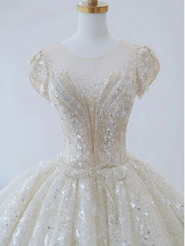 Exquisite Wedding Dress O-neck EDW21