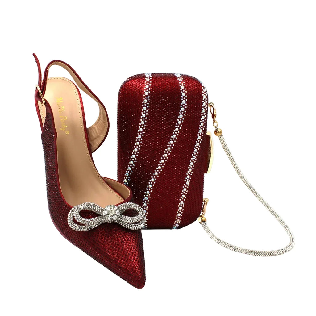 High-Quality Ladies Sandal Shoes Matching Bag Set EDR321