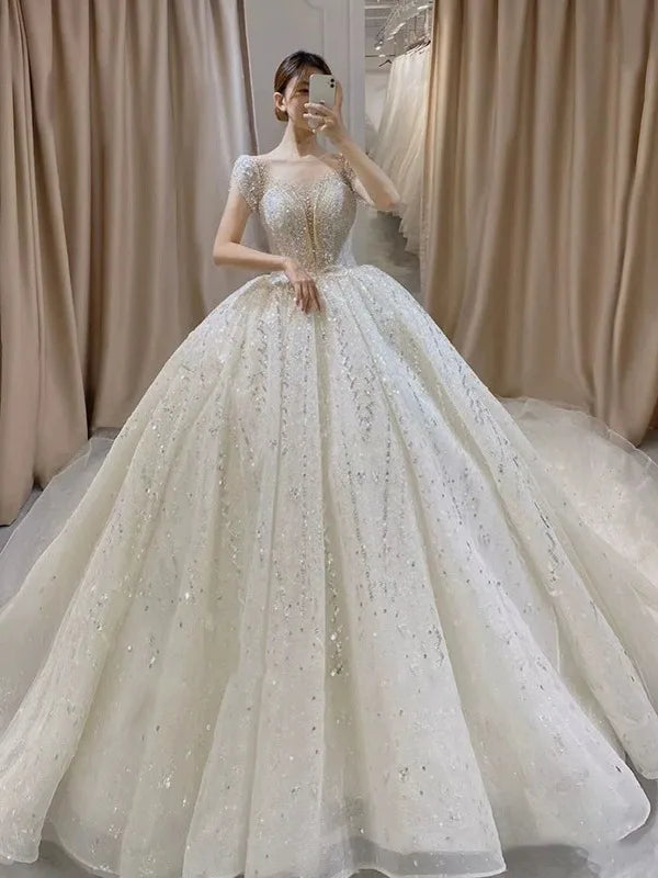 Exquisite Wedding Dress O-neck EDW21