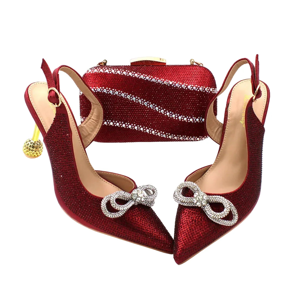 High-Quality Ladies Sandal Shoes Matching Bag Set EDR321