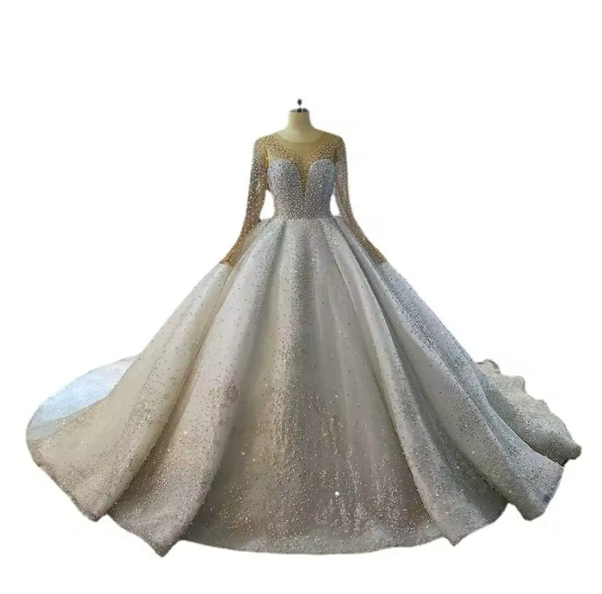 New Elegant Bridal Gowns With Pearl FSM-224T