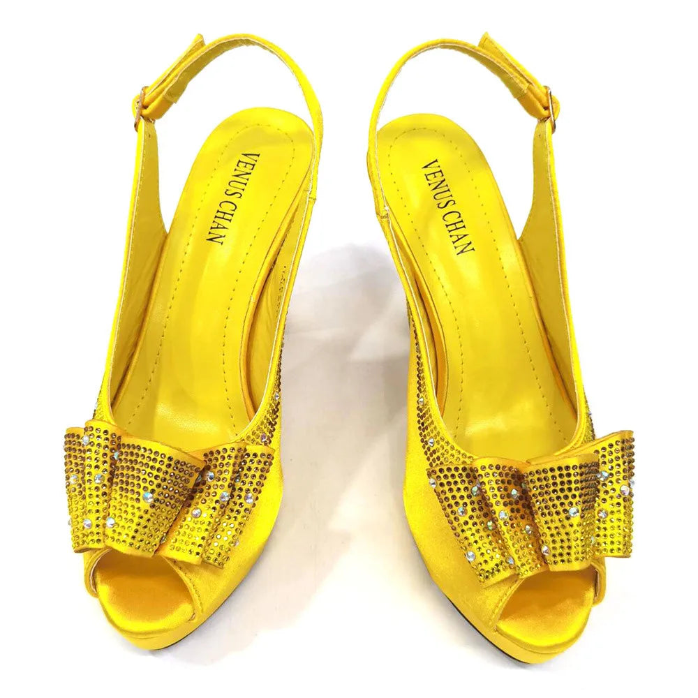 High Quality Thin Heels Ladies Shoes Matching Bag Set YT6543