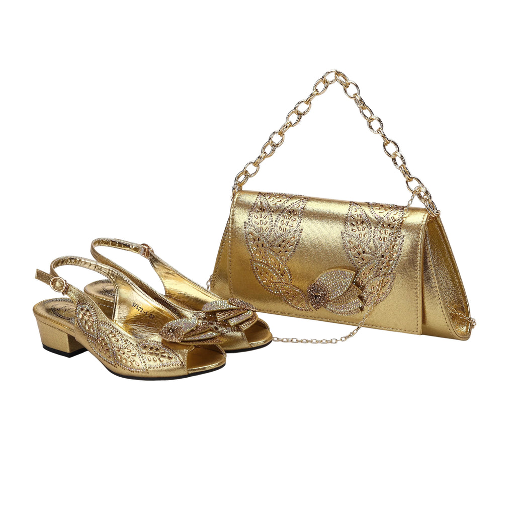 Elegant Low Heels Ladies Shoes And Bag Set - ED110