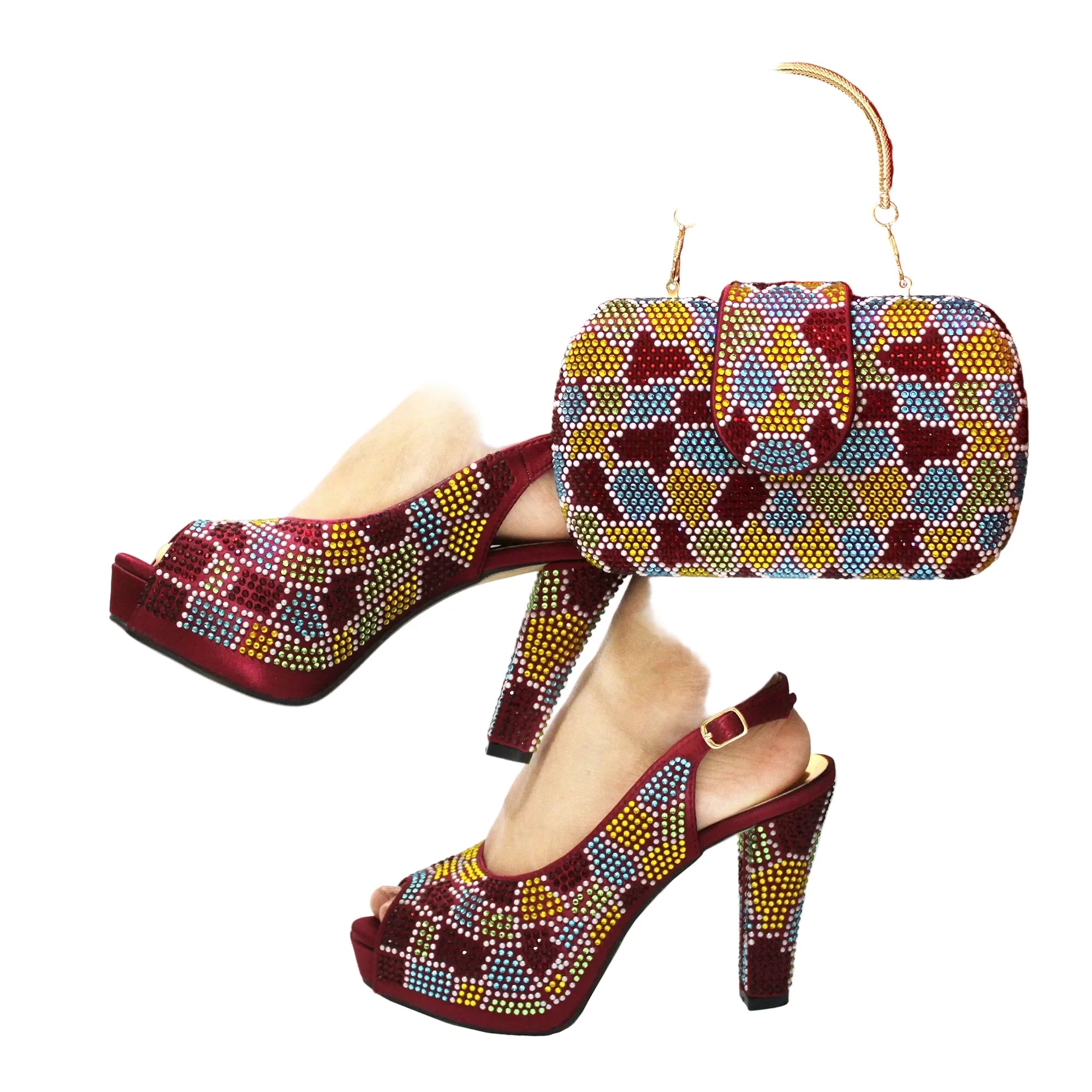Latest Peep Toe Women's Shoes & Bag Set FGTY67