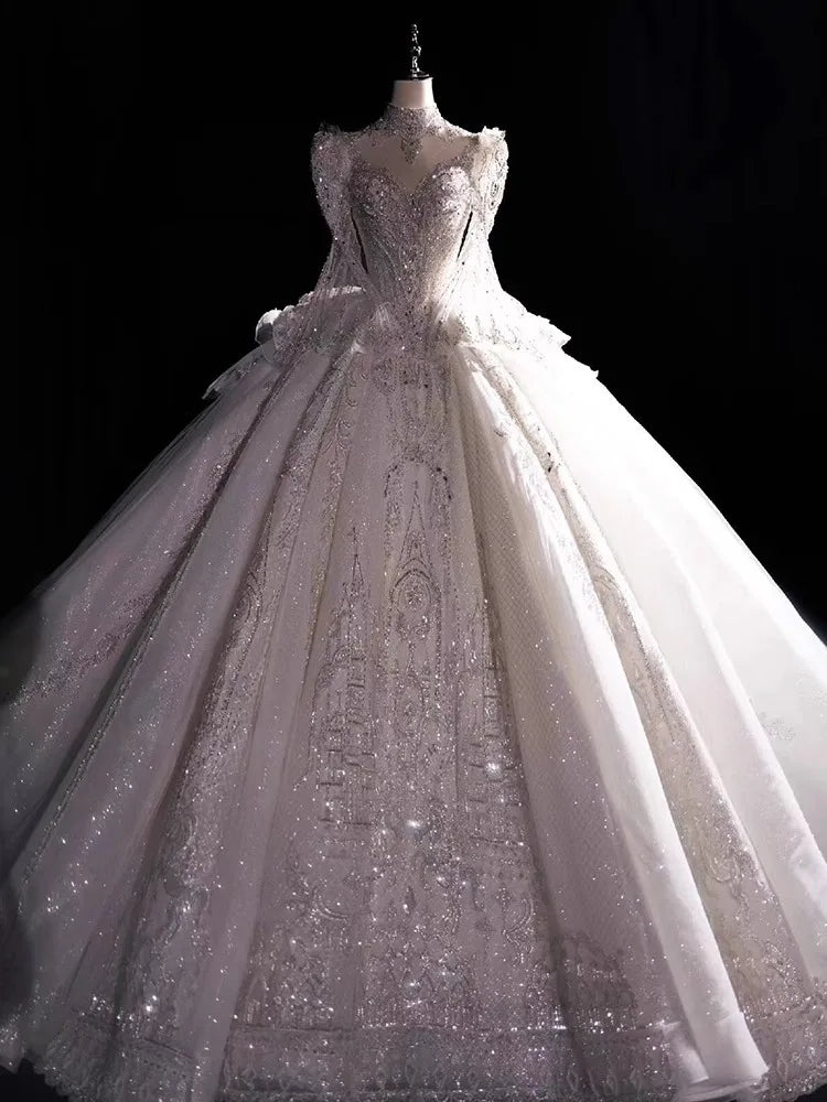 White Long Sleeved High-end Wedding Dress EDW2309