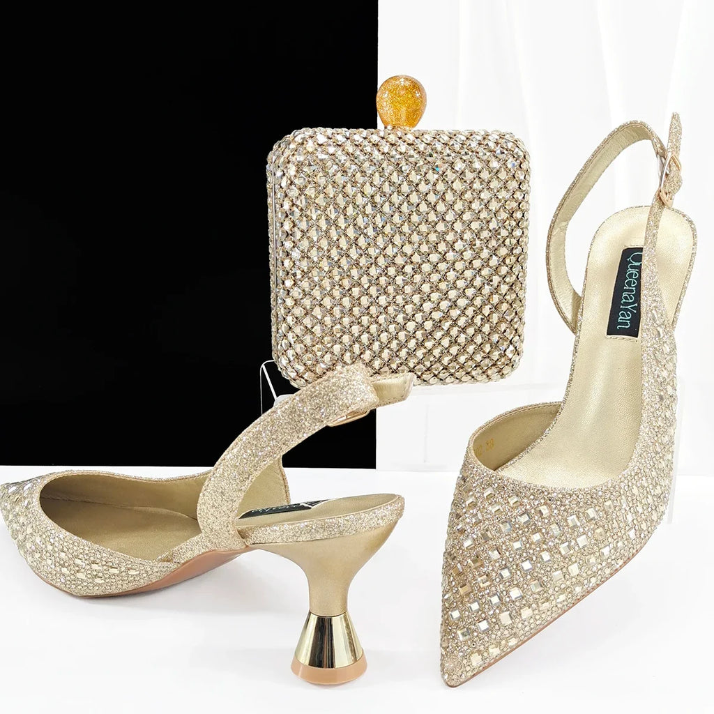 Lastest Italian Design Ladies Shoes with Matching Bag Set HZS1-1