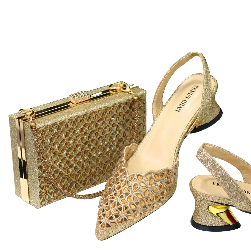 New Low Heel Pointed-Toe Shoes and Bags Set