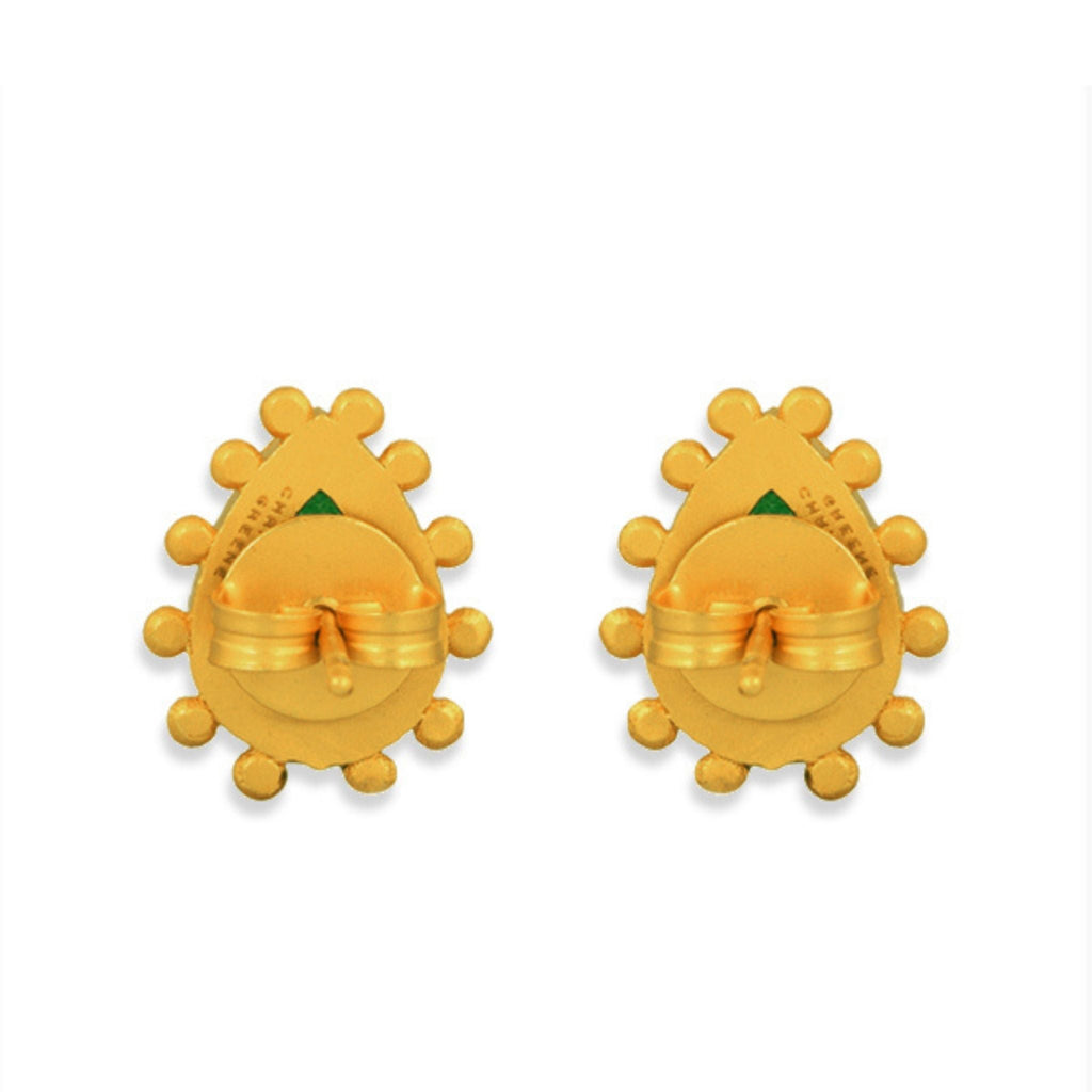 Starburst Stud Earrings - Green Strawberry Quartz