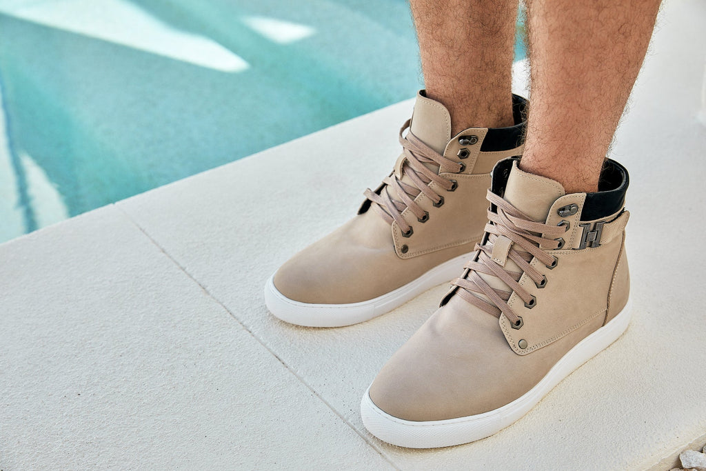 CALTO - T53122 - 2.6 Inches Taller (Taupe) - High top sneak-boot