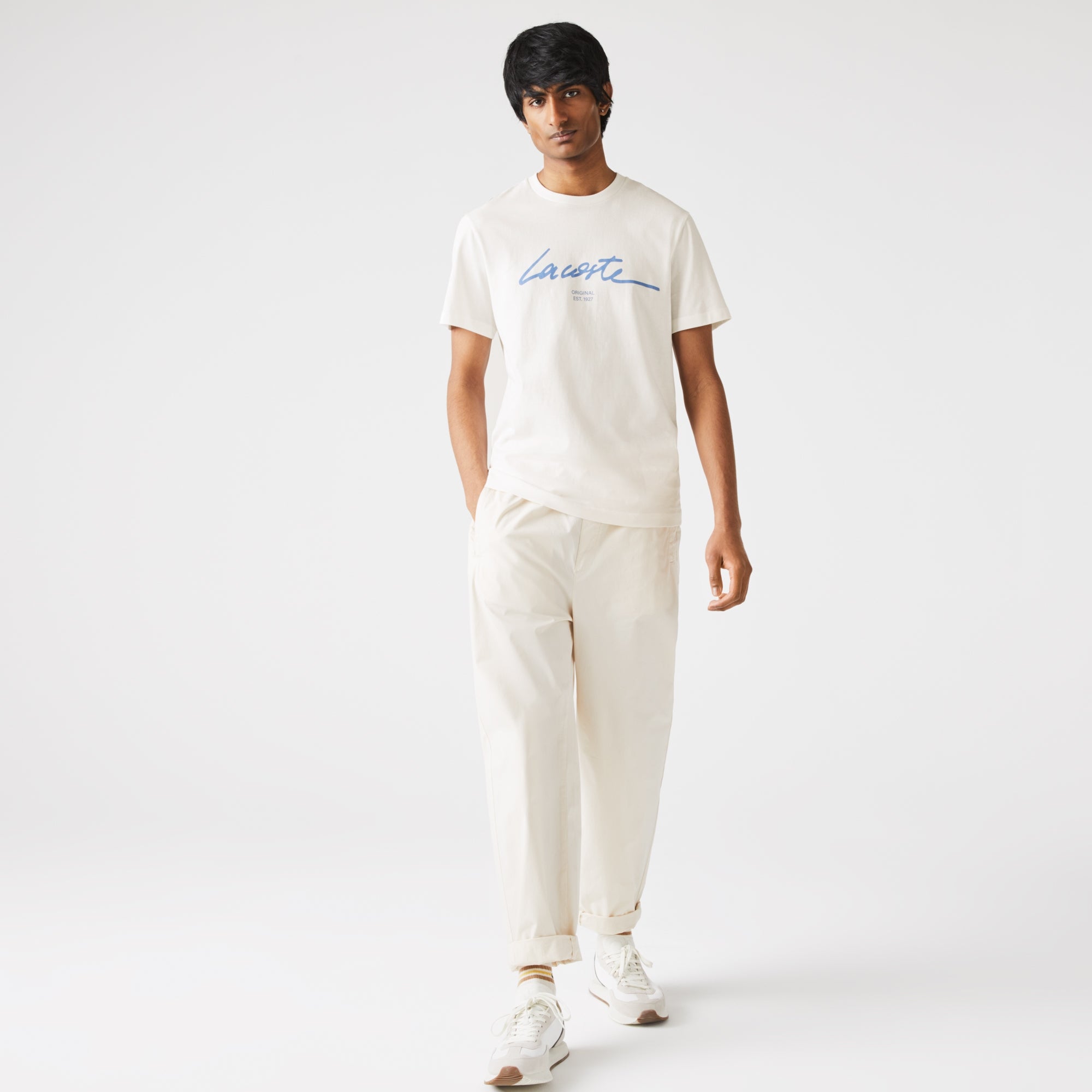 Lacoste Men’s Crew Neck Print Lettering Cotton T-shirt