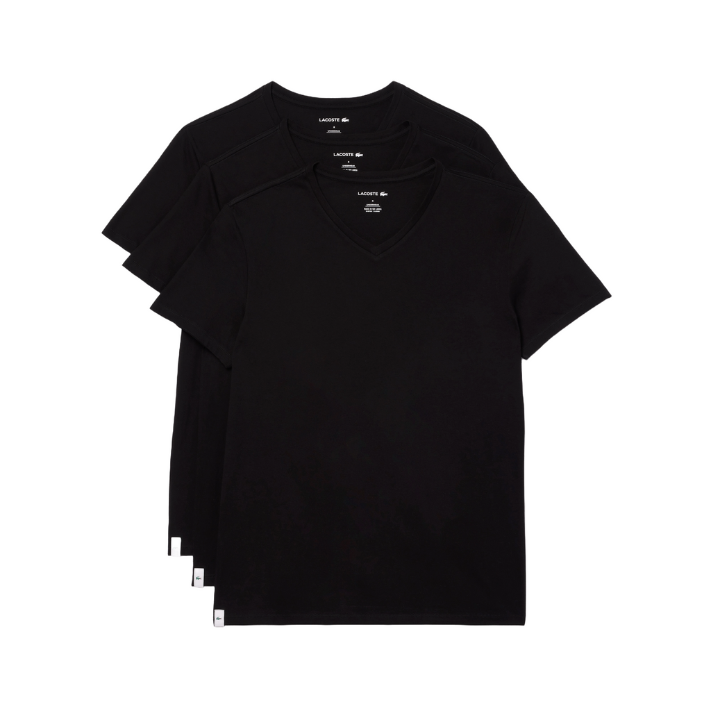 Lacoste Men's 3-Pack V-Neck Cotton Regular Fit Undershirt