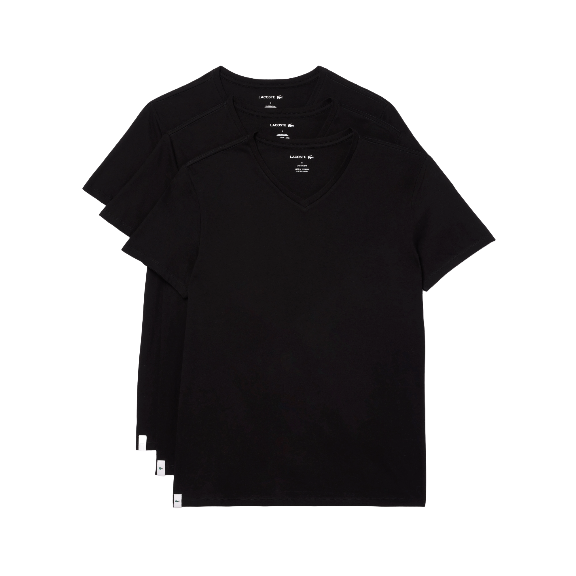 Lacoste Men's 3-Pack V-Neck Cotton Regular Fit Undershirt