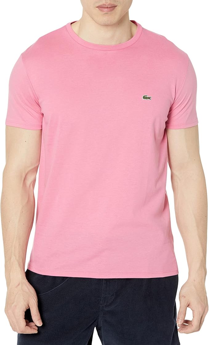 Lacoste Men's Short Sleeve Crew Neck Pima Cotton Jersey T-Shirt Reseda Pink