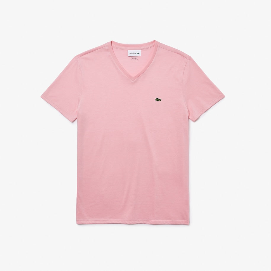 Lacoste Men's Short Sleeve V-Neck Pima Jersey Shirt T-Shirt