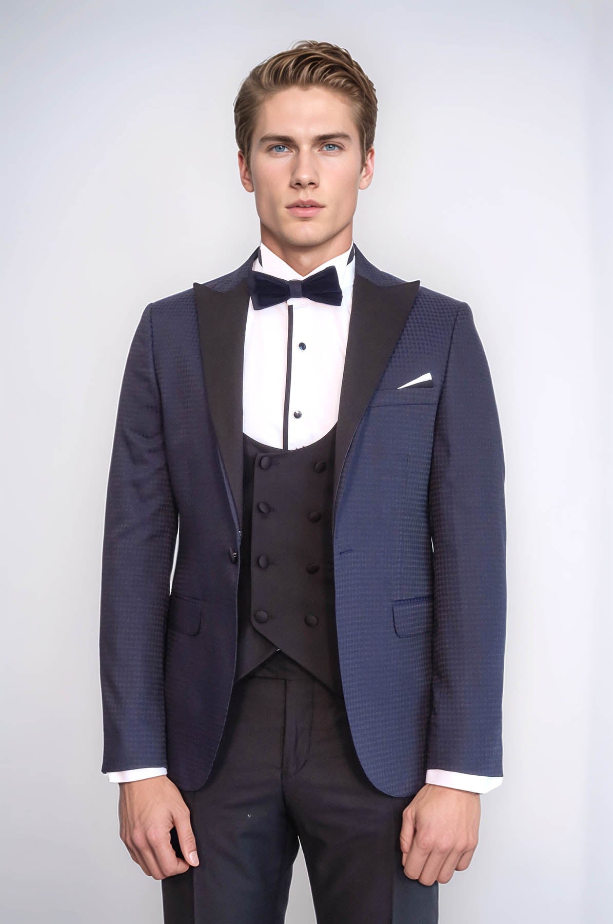 Patterned Jacket Combined Navy Blue Tuxedo | Wessi