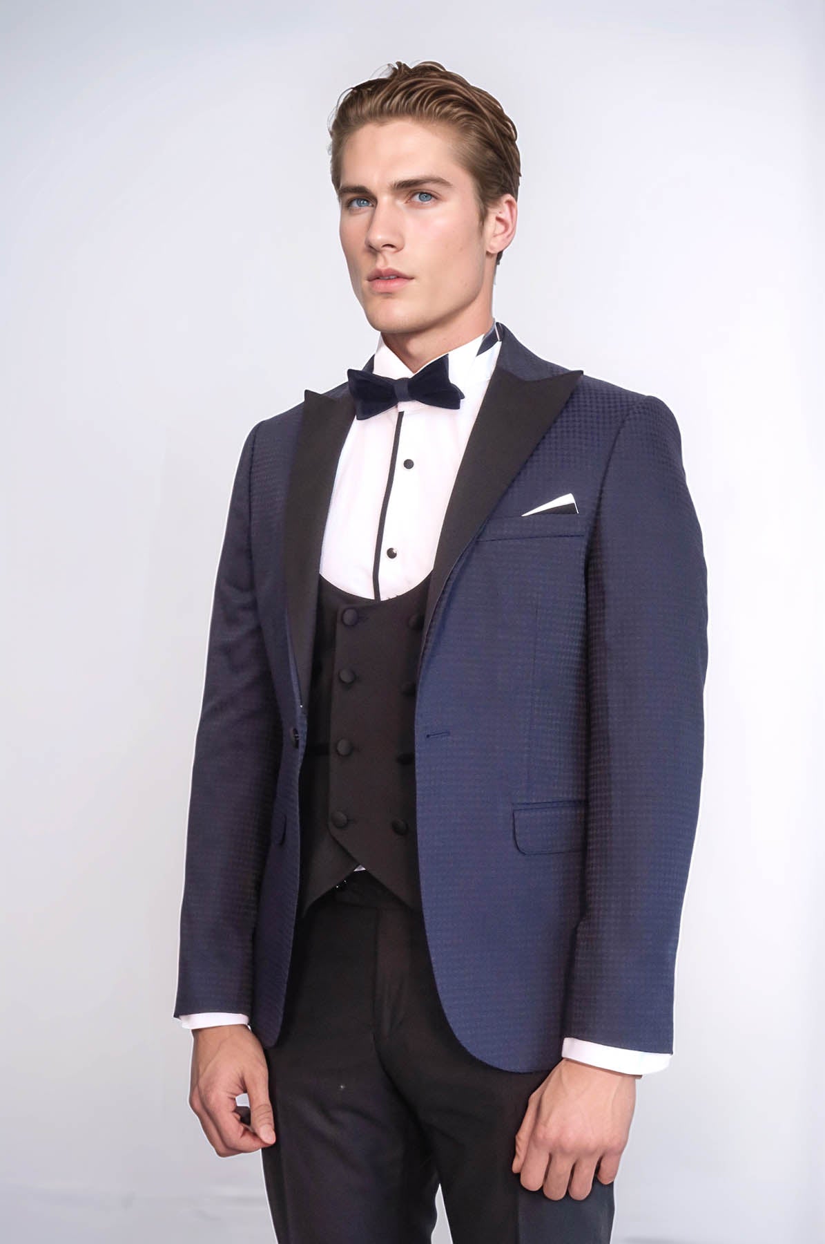 Patterned Jacket Combined Navy Blue Tuxedo | Wessi