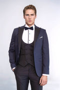 Patterned Jacket Combined Navy Blue Tuxedo | Wessi