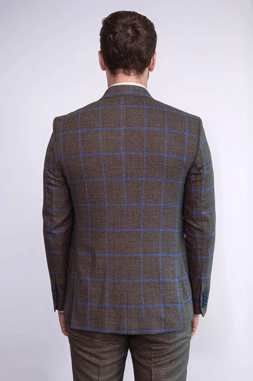 Brown Blue Checked Suit | Wessi