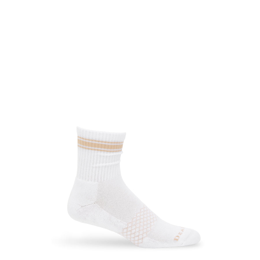 White/Tan Quarter Crew Women's Socks
