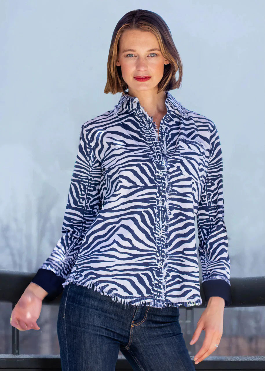 Cape Cod Tunic Navy Zebra Stripe