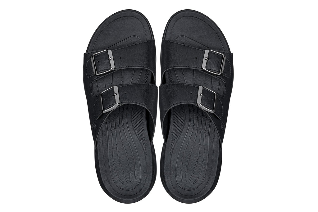 CALTO - X1660 - 2 Inches Taller (Black Buckle) - Dual Adjustable Buckle Sandal
