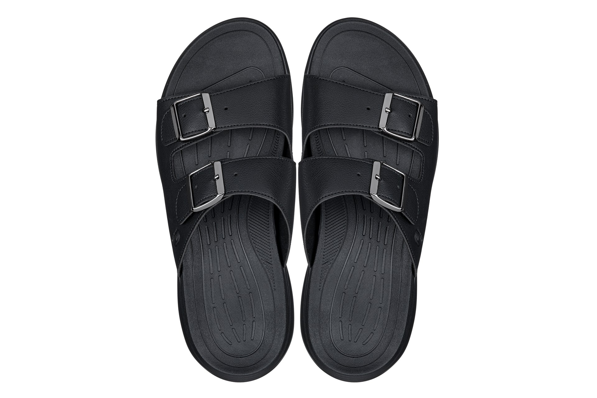 CALTO - X1660 - 2 Inches Taller (Black Buckle) - Dual Adjustable Buckle Sandal