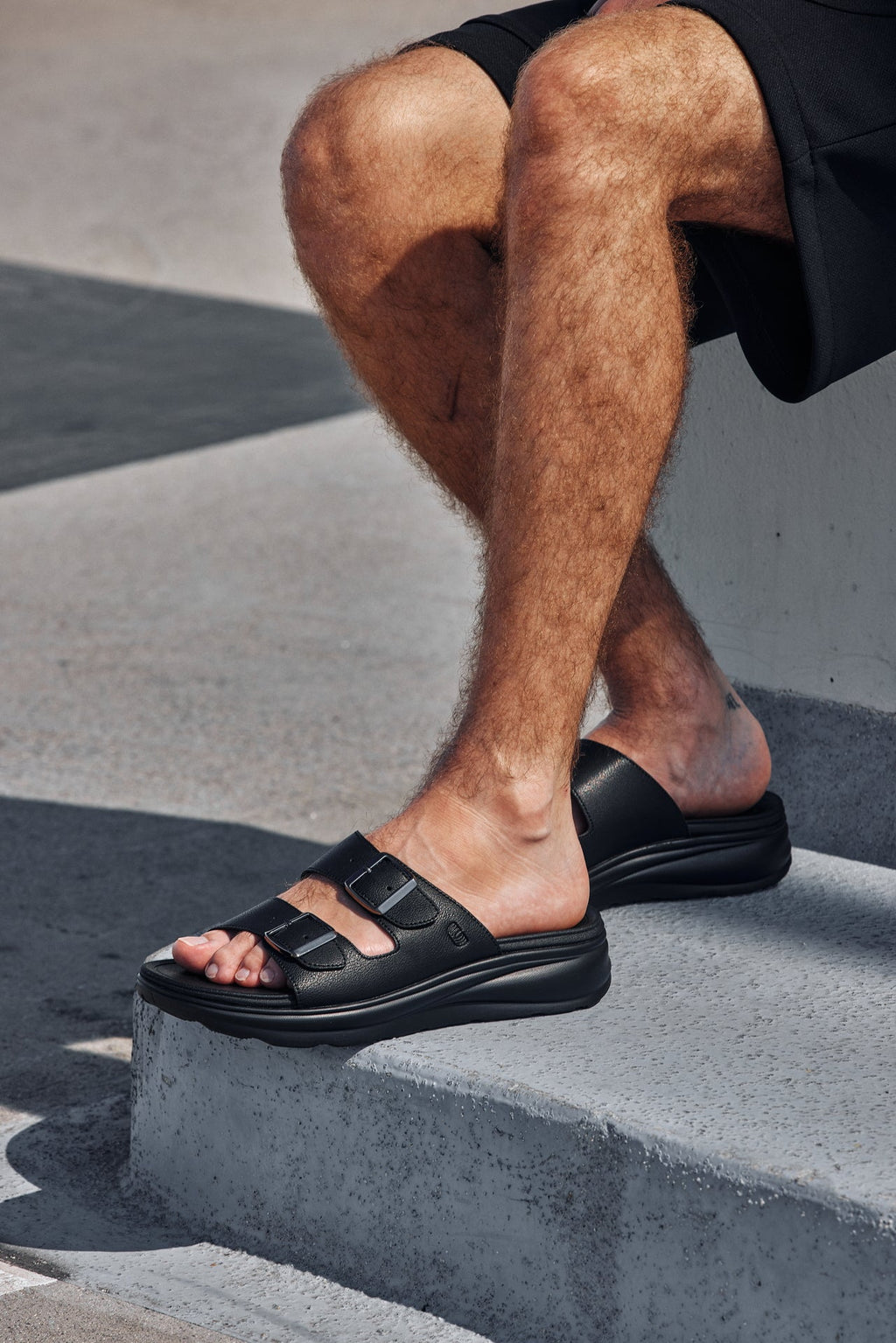 CALTO - X1660 - 2 Inches Taller (Black Buckle) - Dual Adjustable Buckle Sandal