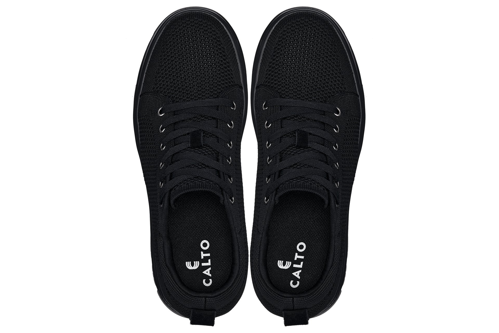 CALTO - X2320 - 2.4 Inches Taller (Black/Black Sole) - Lace Up Casual Sneaker - Lightweight