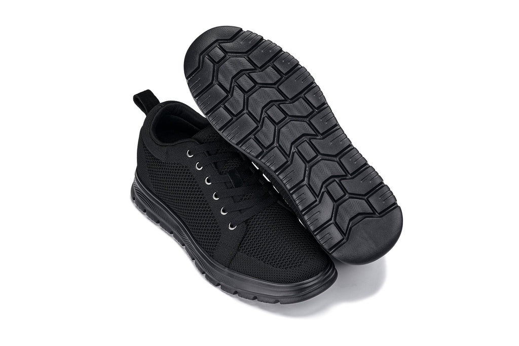CALTO - X2320 - 2.4 Inches Taller (Black/Black Sole) - Lace Up Casual Sneaker - Lightweight