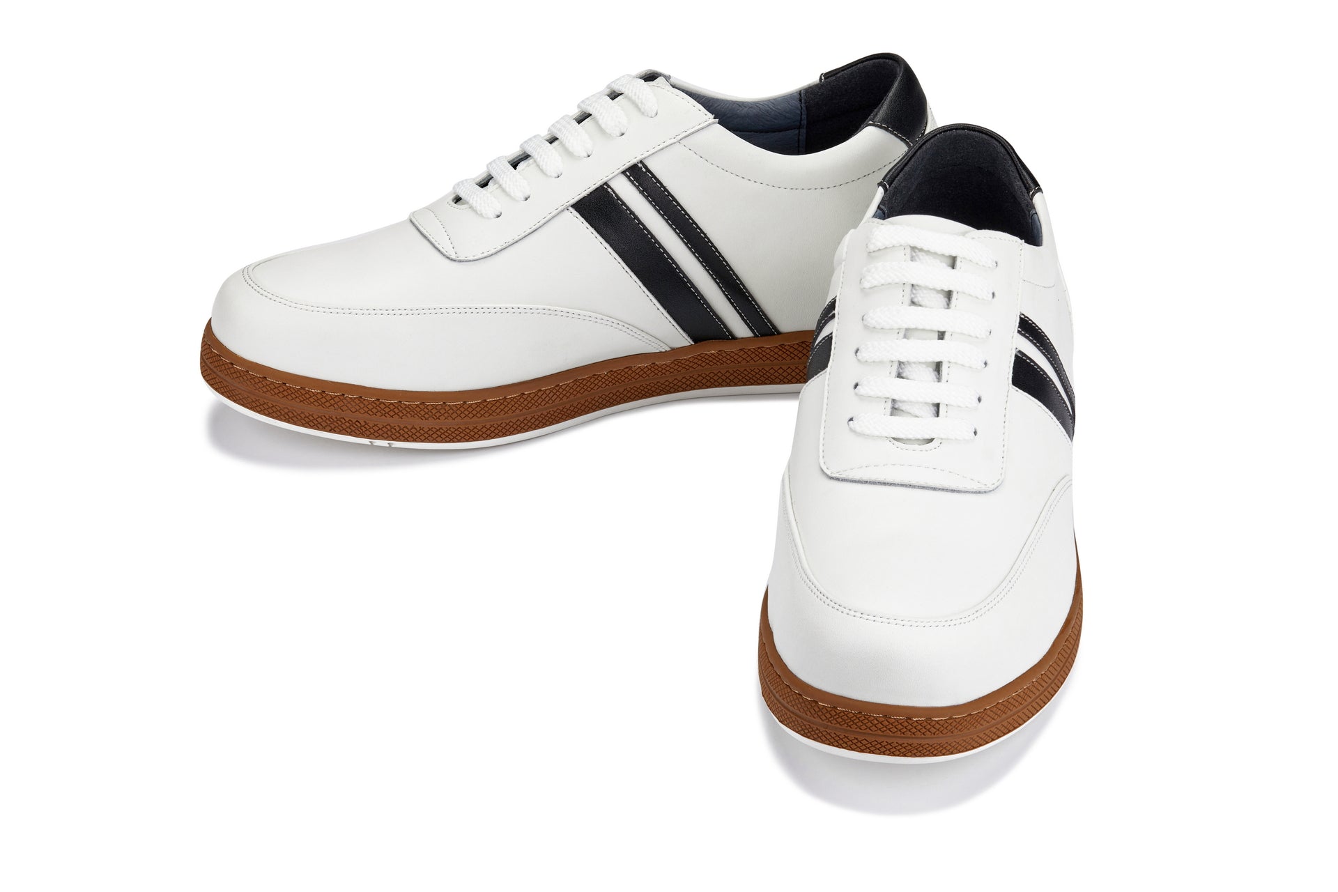 CALTO White Leather Sneakers - 2.8 inches - Y2821