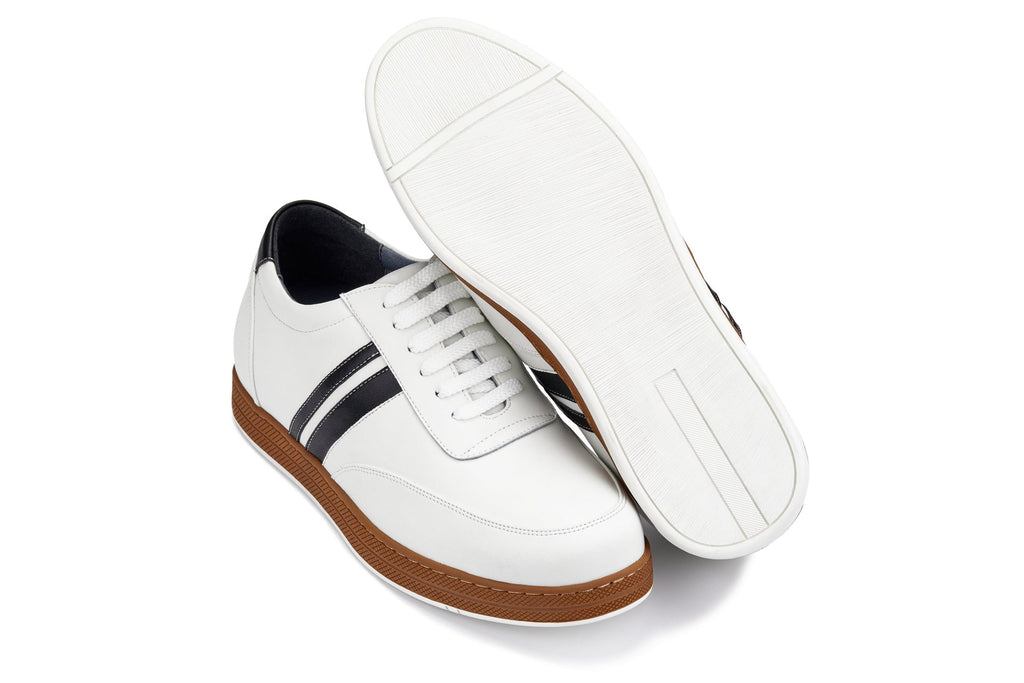 CALTO White Leather Sneakers - 2.8 inches - Y2821