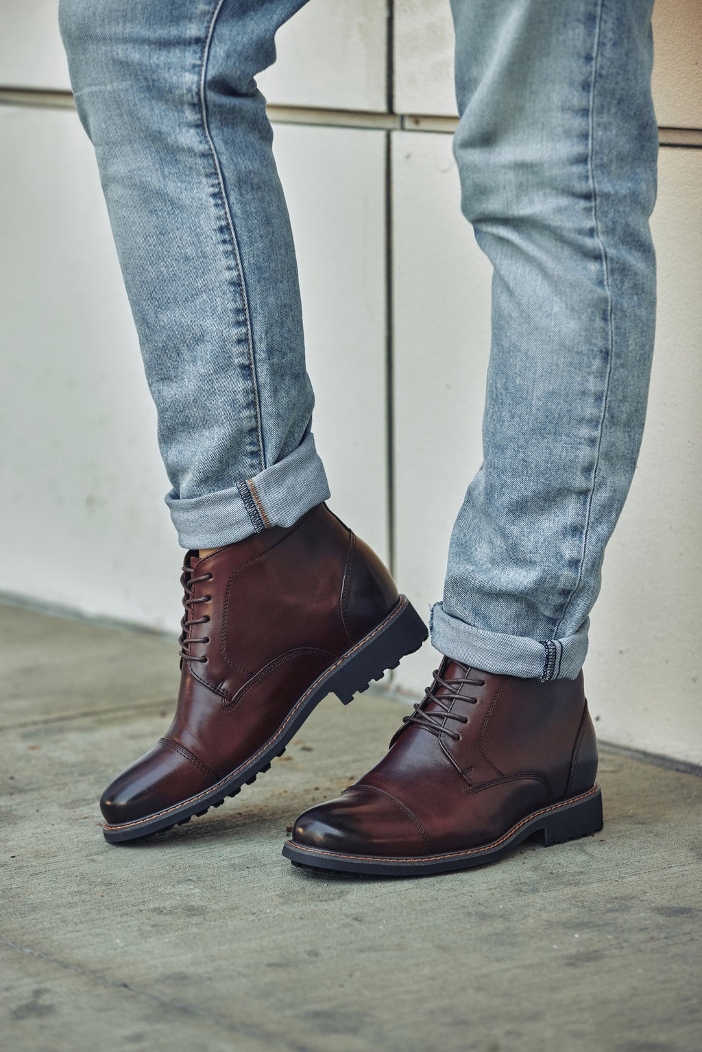 CALTO 3.2-Inch Taller Dark Brown Leather Boots Y41081