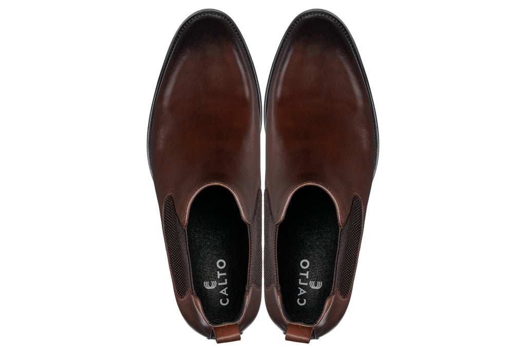 CALTO - Y72231 - 2.8 Inches Taller (Coffee Brown) - Chelsea Boots