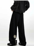 Men's Embroidered Palm Tree Wide Leg Jeans
