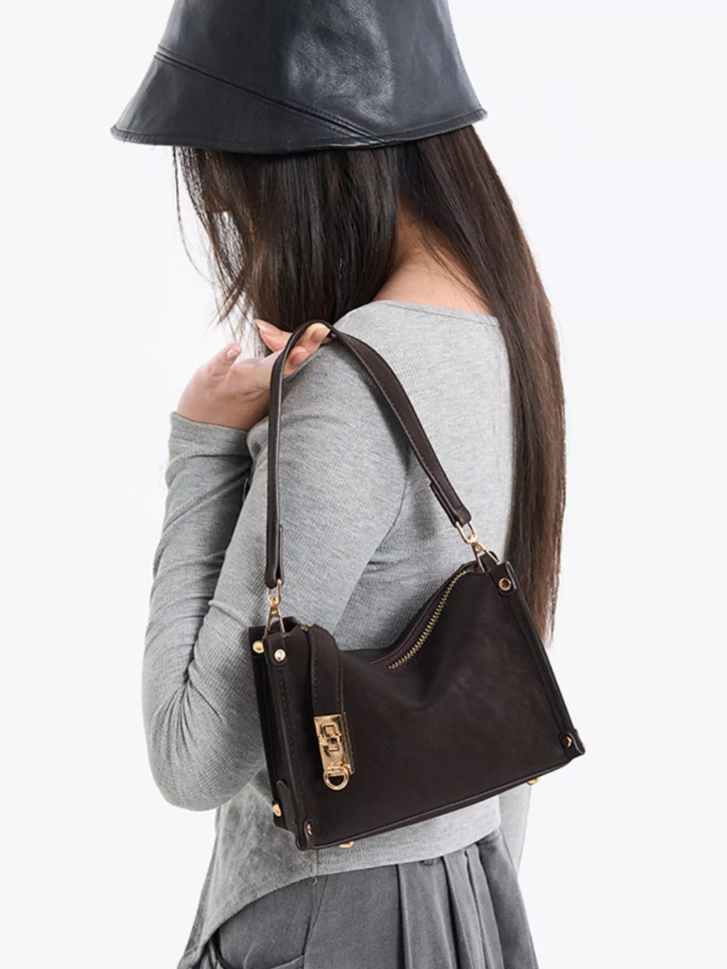 PU Leather Crossbody Bag with Adjustable Strap