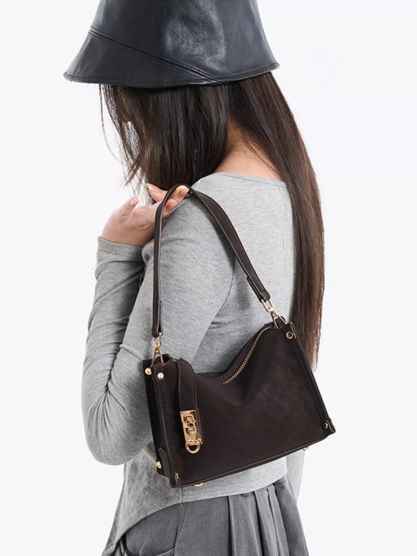 PU Leather Crossbody Bag with Adjustable Strap