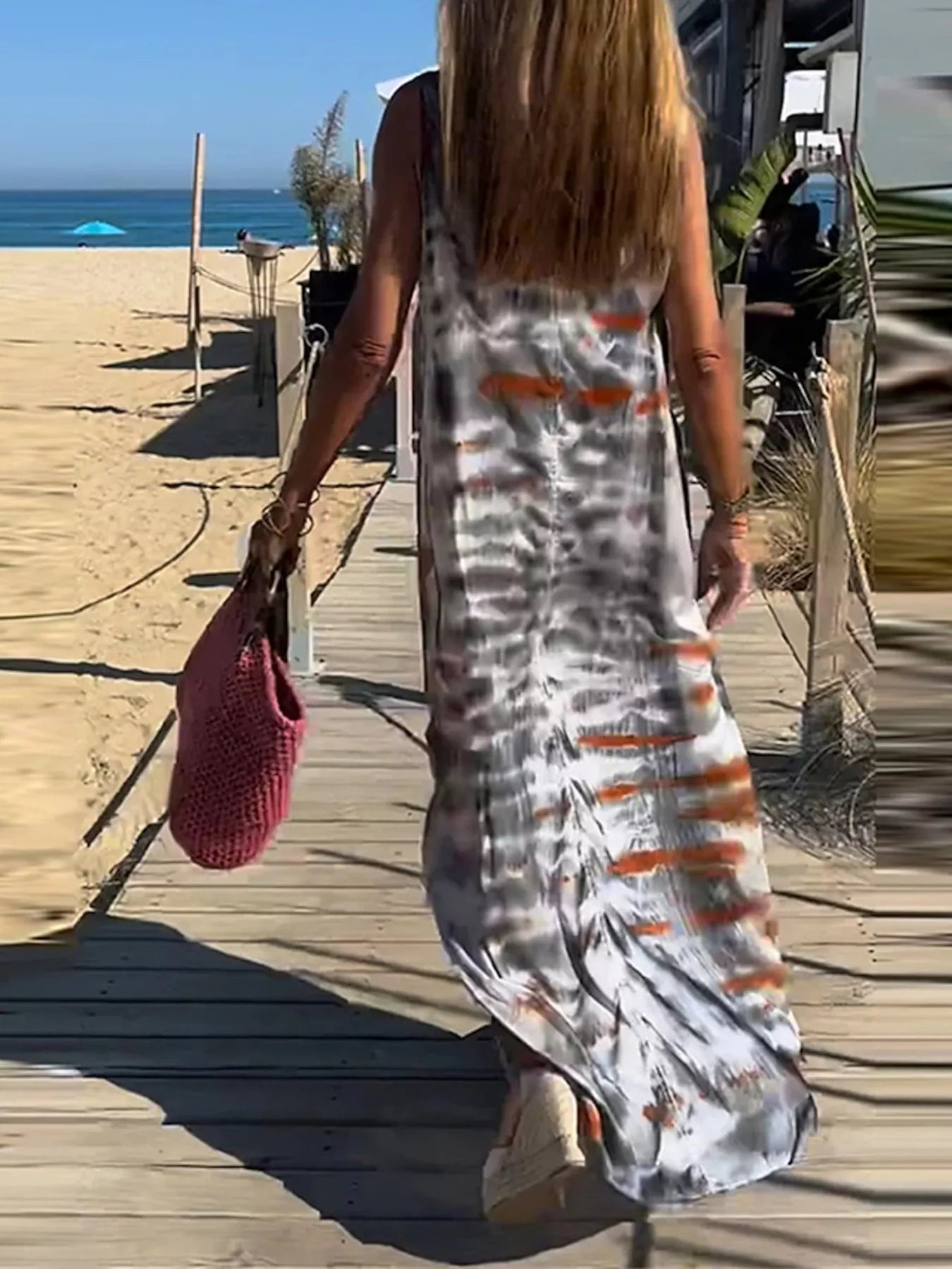 Tie-Dye V-Neck Maxi Dress