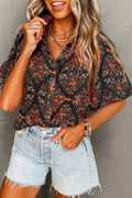 Vintage Floral Print Button-Down Shirt